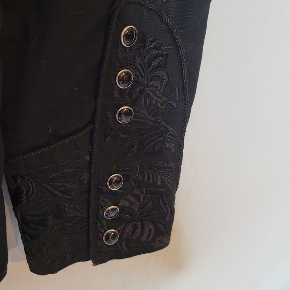 VTG Scully Men Western Snaps Button Shirt Size Medium Black Embroidered Floral - Picture 4 of 16
